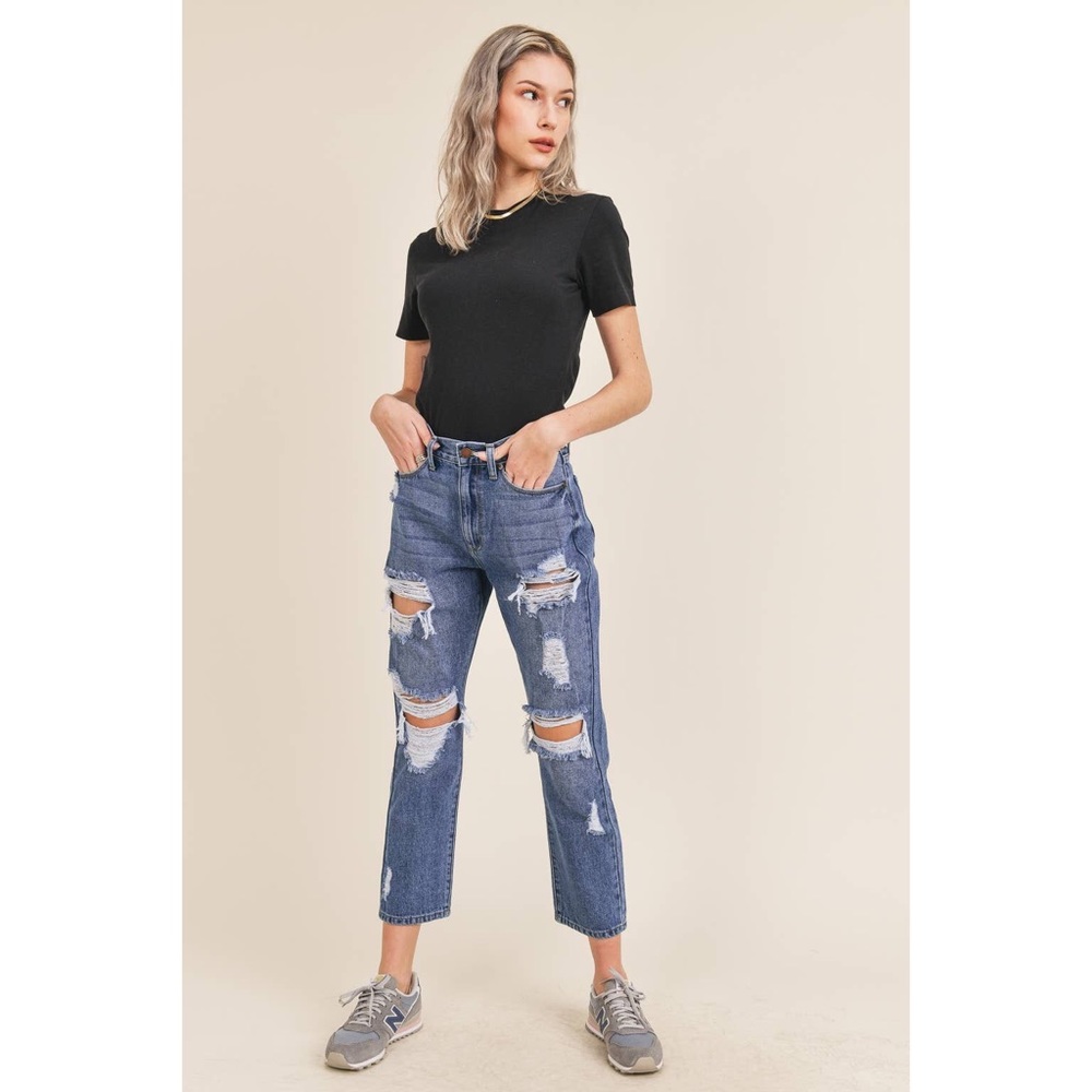 CLEARANCE Kaya Super Destroyed Girlfriend Denim Jeans - Picture 4 of 9